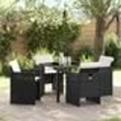vidaXL Ensemble de Salle à Manger de Jardin 5 Pièces avec Coussins en Rattan Noir