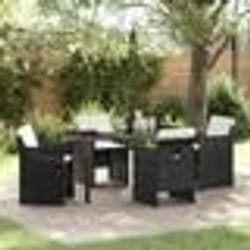 vidaXL Ensemble de salle à manger jardin 5 pièces avec coussins en poly rotin noir