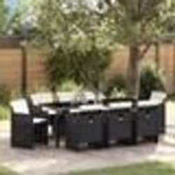 vidaXL Ensemble de salle à manger de jardin 9 pièces avec coussins en poly rotin noir