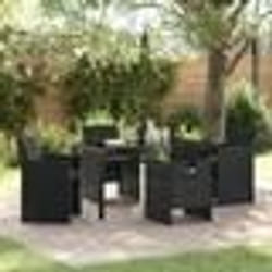 VidaXL Meuble de jardin 5 pièces avec coussins en rotin noir