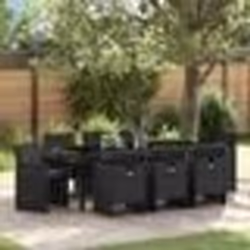 vidaXL Set de salle à manger de jardin 9 pièces avec coussins - Noir en poly rotin