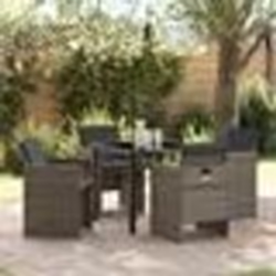 vidaXL Ensemble de jardin 5 pièces avec coussins gris en rotin poly