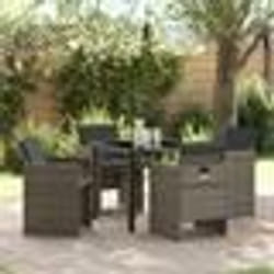vidaXL Ensemble de jardin 5 pièces avec coussins gris en rotin poly