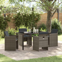 Vidaxl - Ensemble de jardin de 5 pièces avec coussins en rattan poly gris
