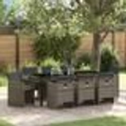 vidaXL 9 pièces de mobilier de jardin avec des coussins en poly rotin gris