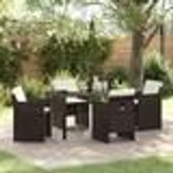 vidaXL Ensemble de salle à manger de jardin 5 pièces avec coussins en poly rattan marron