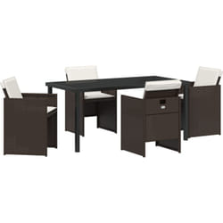 Vidaxl - Salon de jardin 5 pièces avec coussins en poly rotin marron