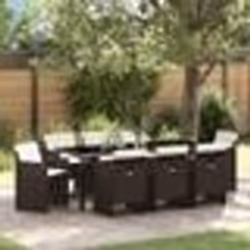 vidaXL Ensemble de repas de jardin de 9 pièces avec coussins en poly rotin marron.