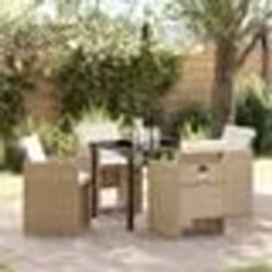 vidaXL Set de jardin 5 pièces avec des coussins en rotin polyéthylène beige