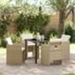 vidaXL Set de jardin 5 pièces avec des coussins en rotin polyéthylène beige