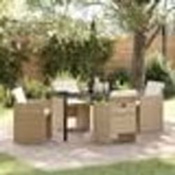 vidaXL Set de salle à manger de jardin 5 pièces avec coussins beige en rattan synthétique