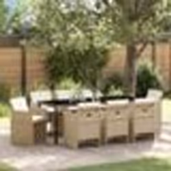vidaXL Ensemble de salle à manger de jardin 9 pièces avec coussins beige en rotin synthétique