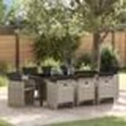 vidaXL Ensemble de jardin 9 pièces avec coussins gris clair en poly rotin