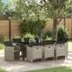 vidaXL Ensemble de jardin 9 pièces avec coussins gris clair en poly rotin