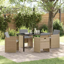 vidaXL Ensemble de jardin 5 pièces avec des coussins en rotin synthétique beige