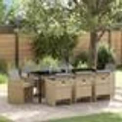 vidaXL Ensemble de jardin de 9 pièces avec coussins beige en rotin synthétique
