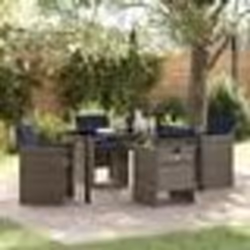 vidaXL Set de salle à manger de jardin 5 pièces avec coussins gris en rotin synthétique