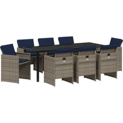Vidaxl - Set de salle à manger de jardin de 9 pièces avec coussins en poly rattan gris