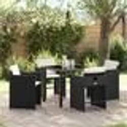 vidaXL Ensemble de jardin 5 pièces avec coussins en rattan poly noir