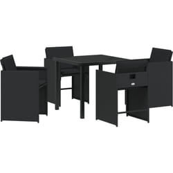 Vidaxl - Ensemble de salle à manger de jardin de 5 pièces avec coussins Noir Poly Rattan