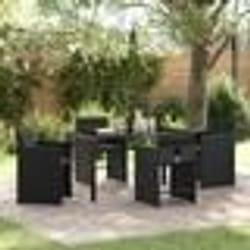 vidaXL Ensemble de salle à manger jardin 5 pièces avec coussins Noir Rotin PE