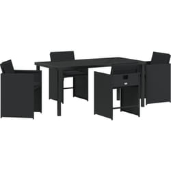 Ensemble de salle à manger de jardin 5 pièces avec coussins Noir Rattan poly vidaXL