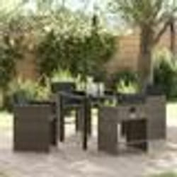 vidaXL Ensemble de salle à manger de jardin 5 pièces avec coussins en rattan poly gris