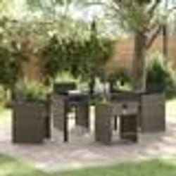 vidaXL Ensemble de salle à manger de jardin 5 pièces avec coussins gris en poly rotin
