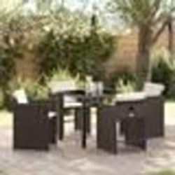 vidaXL Ensemble de salle à manger de jardin 5 pièces avec coussins en poly rotin brun