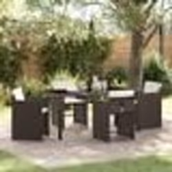 vidaXL Ensemble de salle à manger de jardin 5 pièces avec coussins marron poly rattan