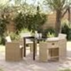 vidaXL Set de salle à manger de jardin 5 pièces avec coussins beige en poly rattan