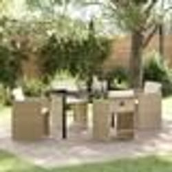 vidaXL Ensemble de salle à manger de jardin de 5 pièces avec coussins rotin PE beige