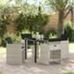 vidaXL Set de salon de jardin 5 pièces avec coussins gris clair en poly rattan
