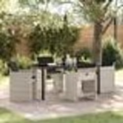 vidaXL Set de salle à manger de jardin 5 pièces avec coussins Gris clair Poly Rattan