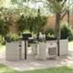 vidaXL Set de salle à manger de jardin 5 pièces avec coussins Gris clair Poly Rattan