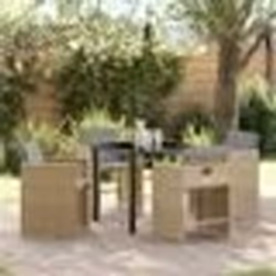 vidaXL Ensemble de salle à manger de jardin 5 pièces avec coussins Beige Poly Rattan