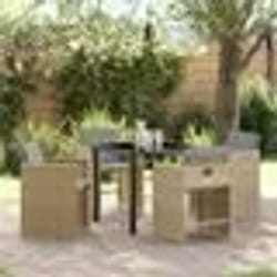 vidaXL Ensemble de salle à manger de jardin 5 pièces avec coussins Beige Poly Rattan