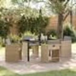 vidaXL Ensemble de Salle à Manger de Jardin 5 pièces avec Coussins Beige Poly Rattan