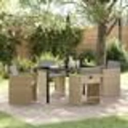 vidaXL Ensemble de Salle à Manger de Jardin 5 pièces avec Coussins Beige Poly Rattan
