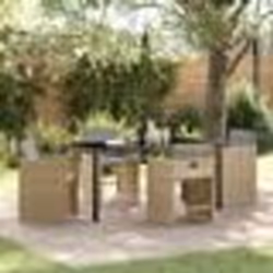 vidaXL Set de 5 chaises de salle à manger de jardin avec coussins beige rattan poly