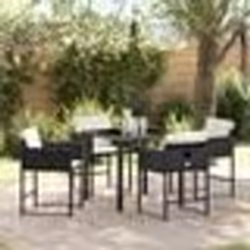 vidaXL Ensemble de jardin 5 pièces avec coussins en poly rotin noir