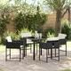 vidaXL Ensemble de jardin 5 pièces avec coussins en poly rotin noir