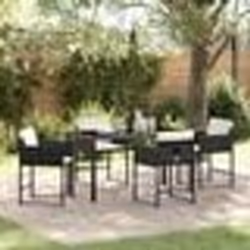 vidaXL Ensemble de salle à manger de jardin 5 pièces , avec coussins en poly rotin noir