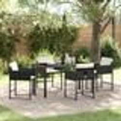 vidaXL Ensemble de salle à manger de jardin 5 pièces , avec coussins en poly rotin noir