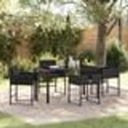 vidaXL Ensemble de jardin 5 pièces avec des coussins en rotin noir