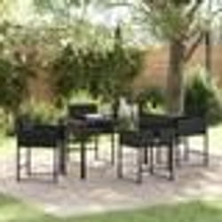vidaXL Ensemble de jardin 5 pièces avec des coussins en rotin noir