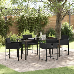 vidaXL Ensemble de jardin 5 pièces avec des coussins en poly rotin noir