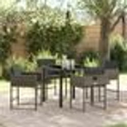 vidaXL Ensemble repas de jardin 5 pièces avec coussins en poly rotin gris