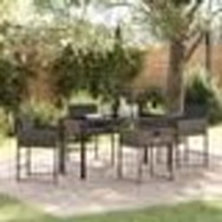 vidaXL Ensemble de jardin 5 pièces avec coussins gris en poly rotin