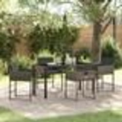vidaXL Ensemble de jardin 5 pièces avec coussins gris en poly rotin